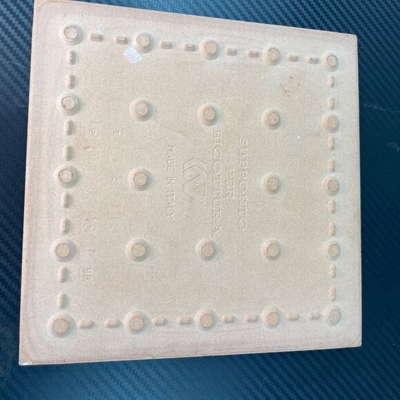 Vintage Terracotta Tile Trivet Hand-Painted Italian Floral Red Green 8” Square - Picture 6 of 9